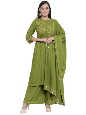 Green Printed Ceremonial Salwar Kameez