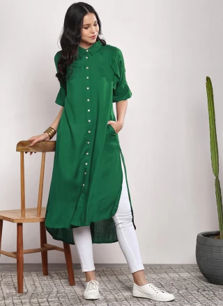Green Rayon Designer Kurti