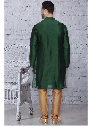 Green Sangeet Art Dupion Silk Kurta Pyjama