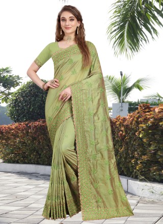 Green Silk Contemporary Saree