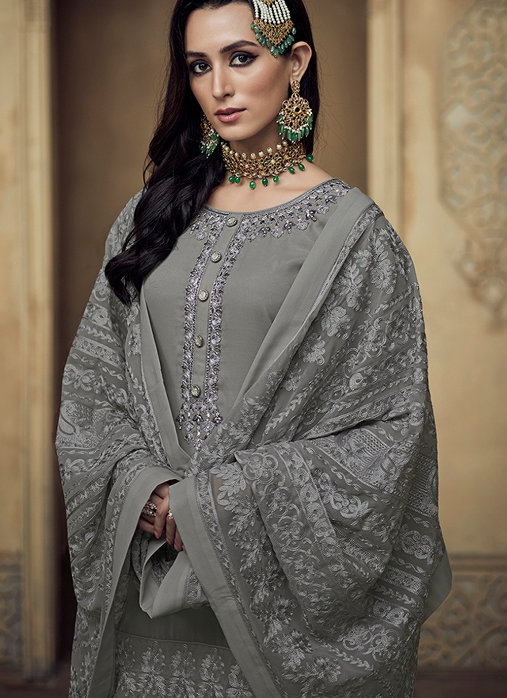 black and grey salwar suit