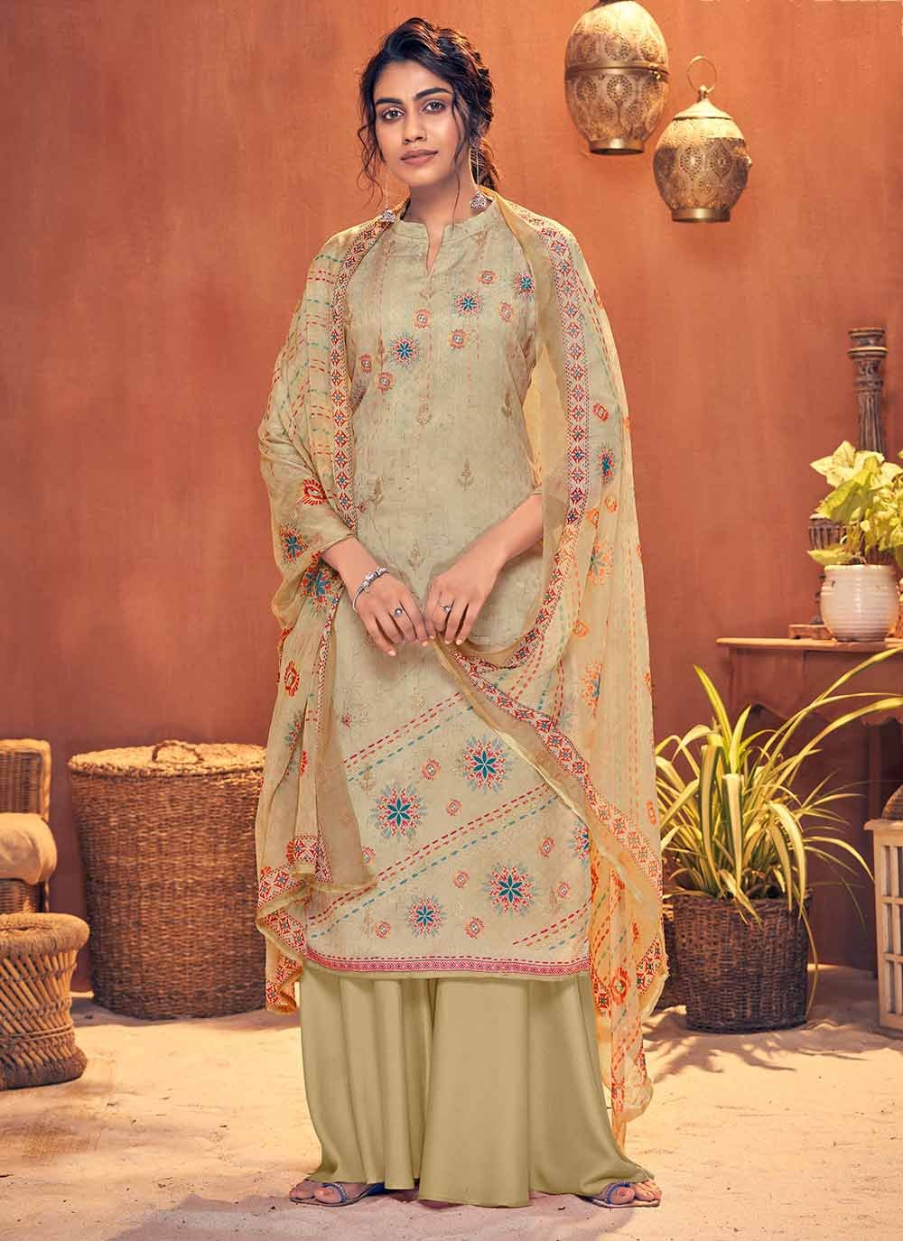 Shop Online Grey Color Palazzo Suit : 159897