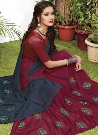 Grey Embroidered Reception Classic Saree