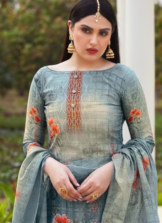 Grey Festival Cotton Silk Pakistani Suit