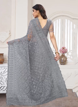 Grey Wedding Trendy Saree