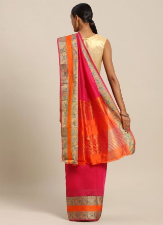Handloom silk Pink Weaving Contemporary Saree