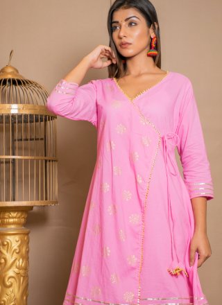 Hot Pink Cotton Reception Designer Palazzo Salwar Kameez