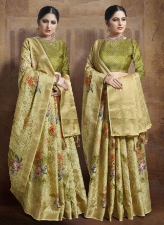 Jacquard Silk Yellow Traditional Designer Saree