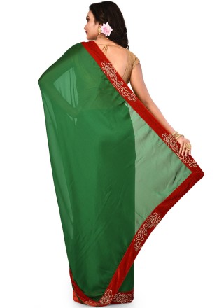 Lace Art Silk Designer Saree in Green