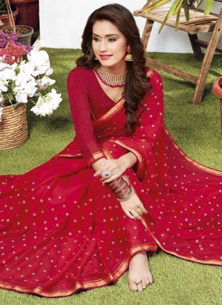 Lace Red Classic Saree