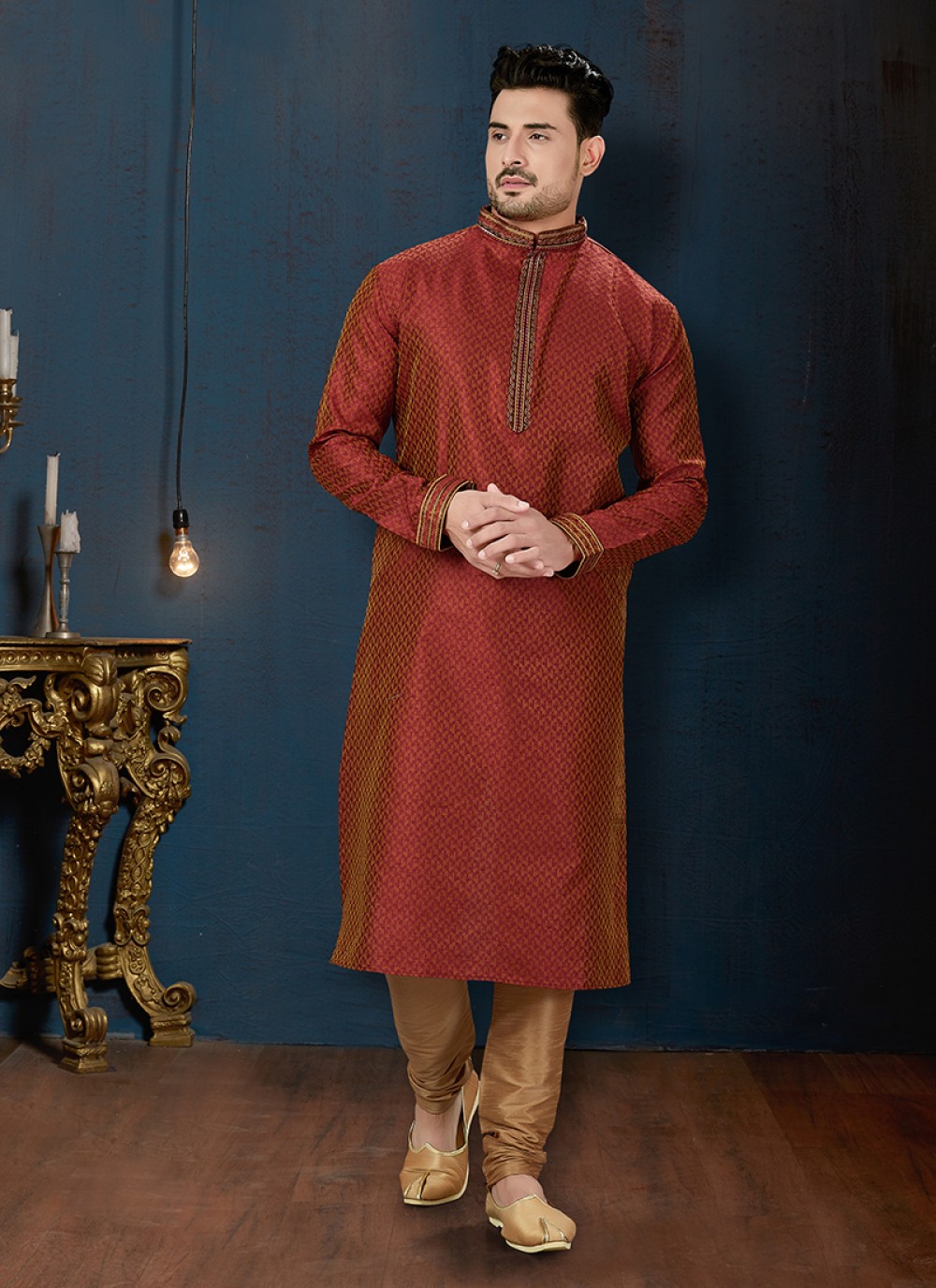 Buy Online Maroon Color Kurta Pyjama : 148109 - Mens