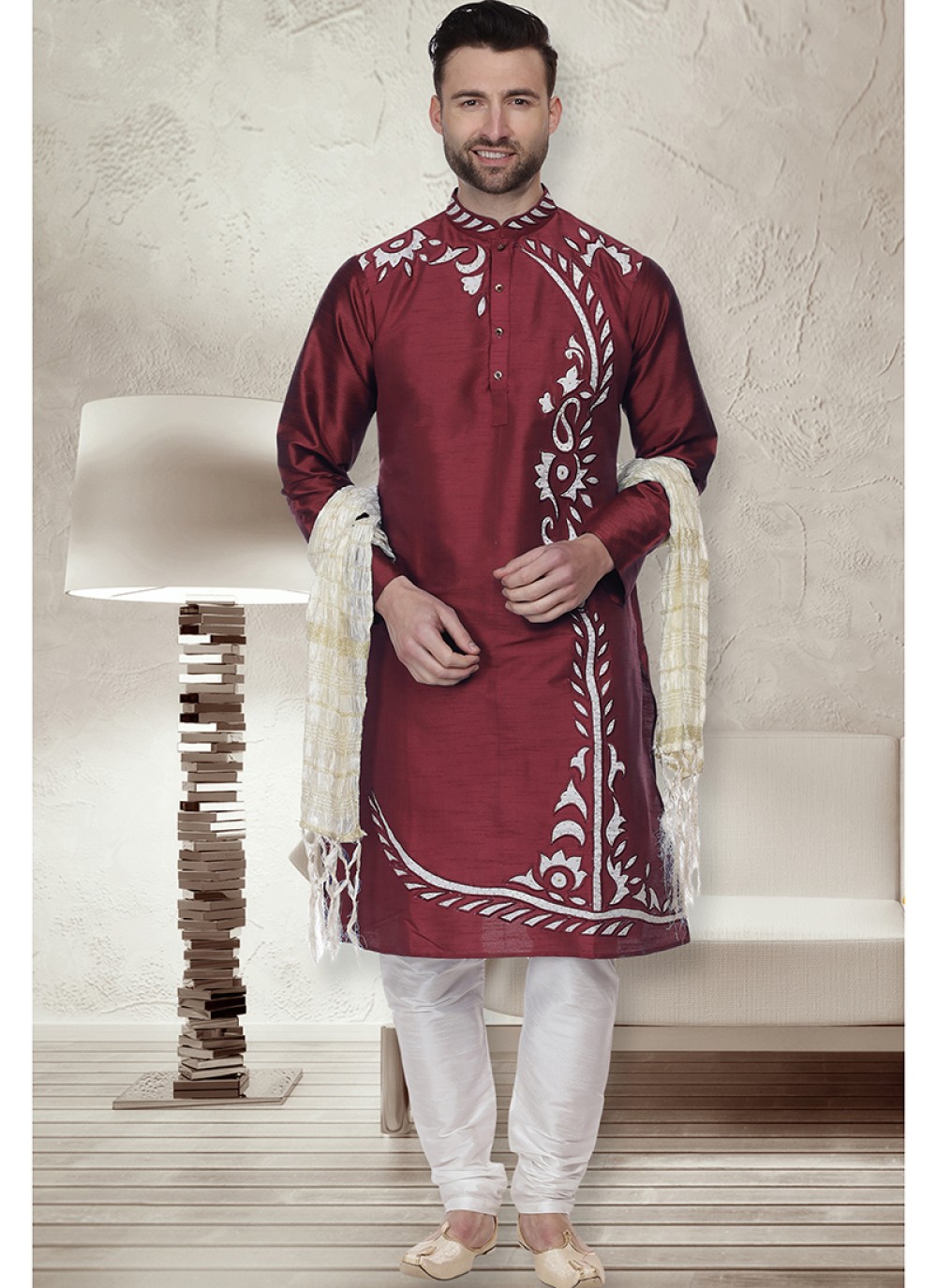 Kurta pajama maroon online colour