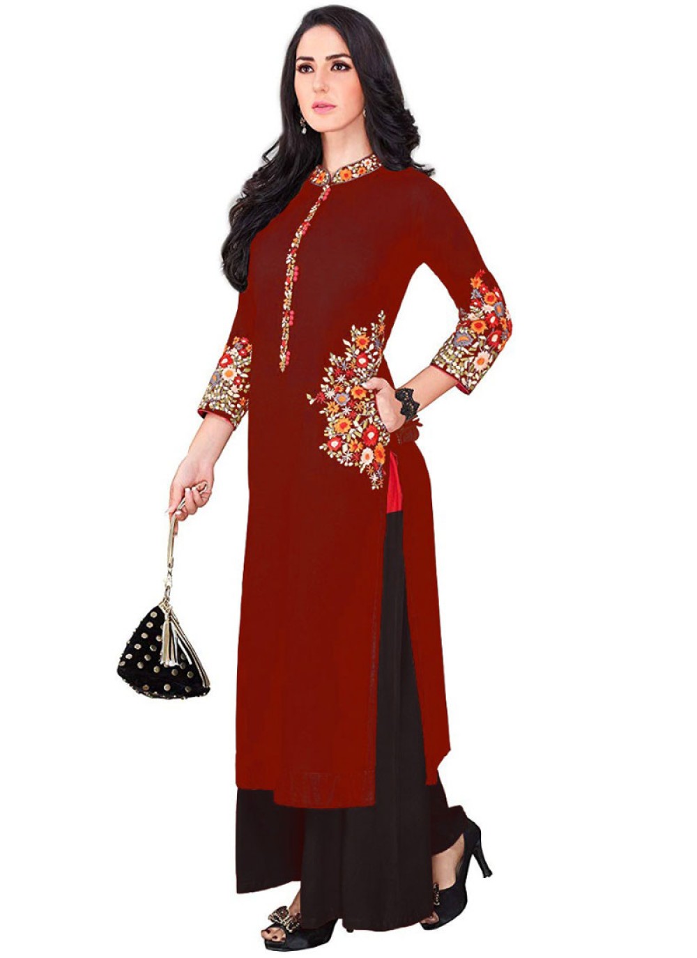 Shop Maroon Color Salwar Kameez Online : 154061