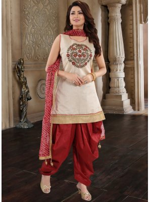 Maroon Embroidered Designer Patiala Suit