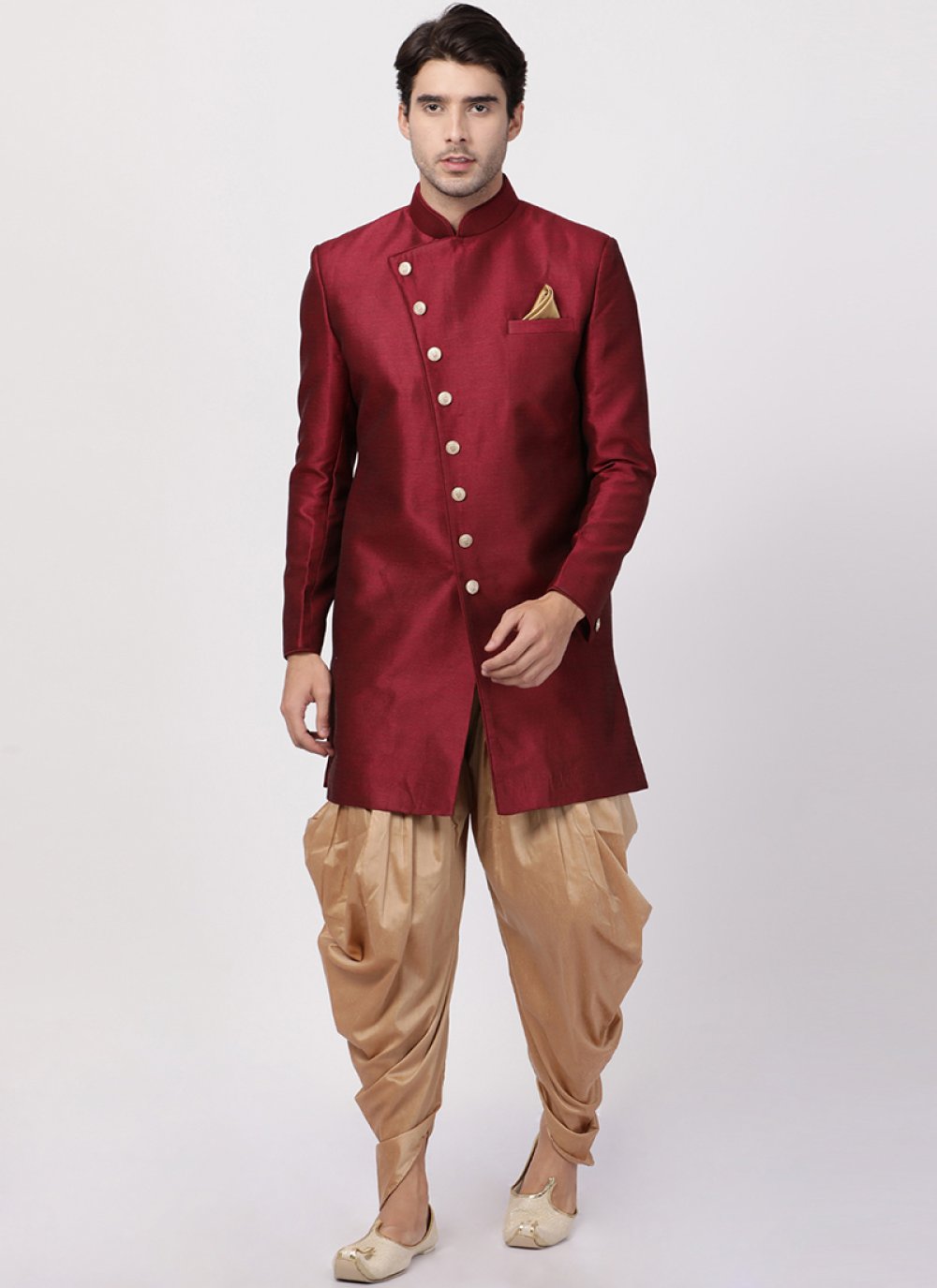 Maroon indo deals western sherwani