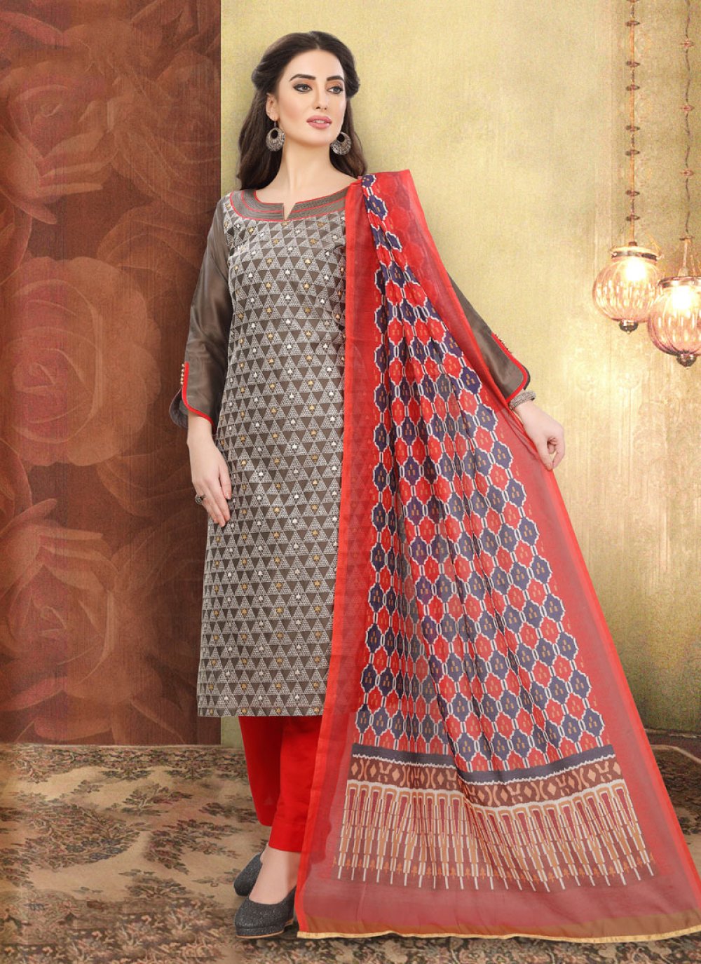 multi colour checked churidar