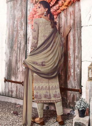 Multi Colour Faux Crepe Abstract Print Designer Pakistani Suit