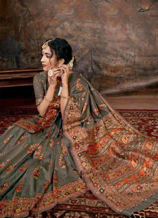 Multi Colour Festival Banarasi Silk Designer Saree