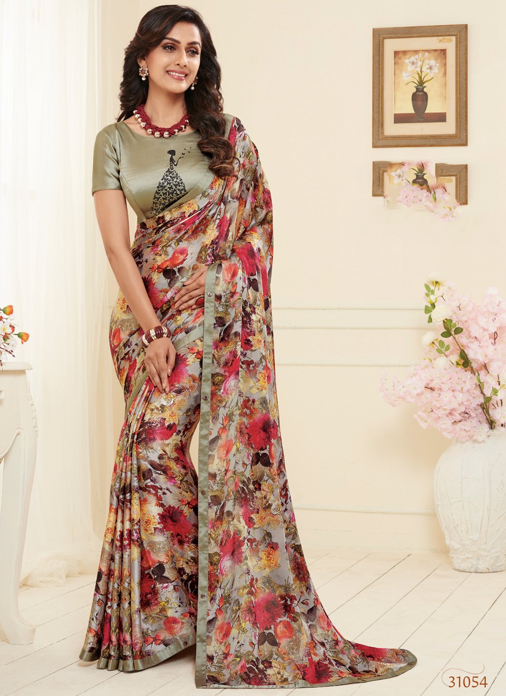 Floral print georgette sarees online sale