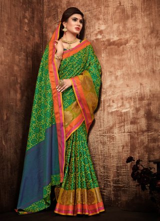 Multi Colour Weaving Festival Silk Saree
