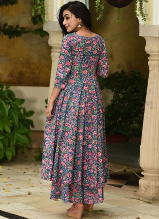 Muslin Blue and Pink Trendy Palazzo Suit