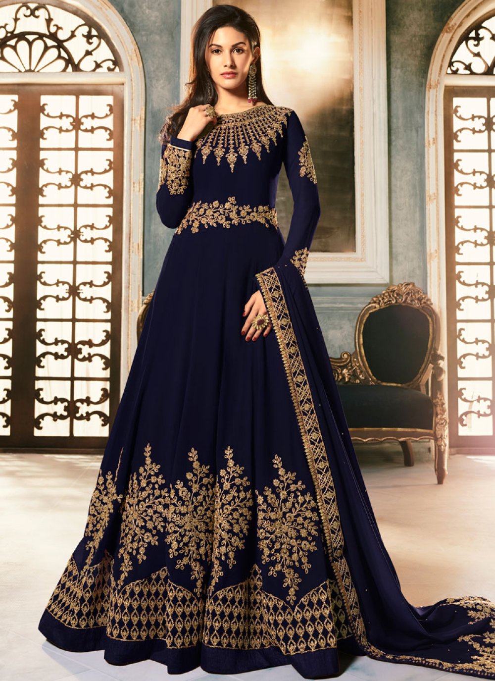 navy blue anarkalis online