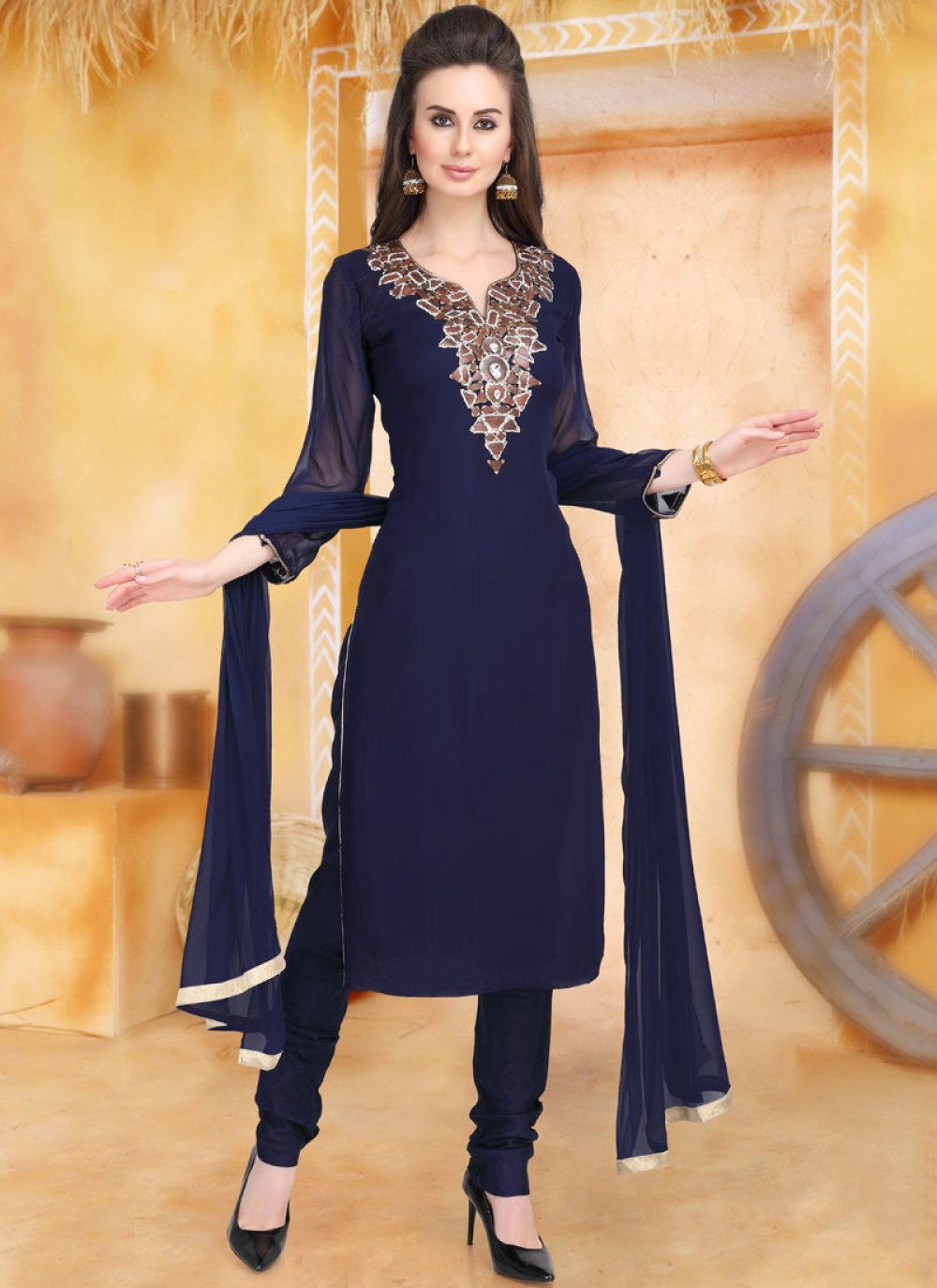 Navy Blue Churidar