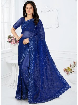 Net Classic Designer Saree in Blue