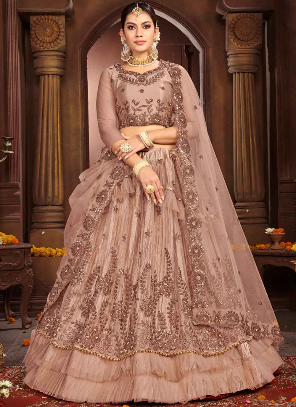 Metallic Rose Gold Bridal Lehenga | Custom Indian Bridal Wear Online |  Indian outfits lehenga, Indian bridal wear, Indian bridal dress
