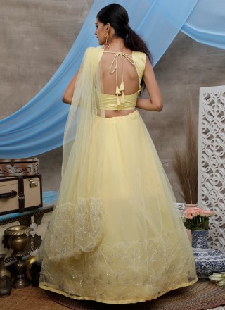 Net Yellow Sequins Bollywood Lehenga Choli
