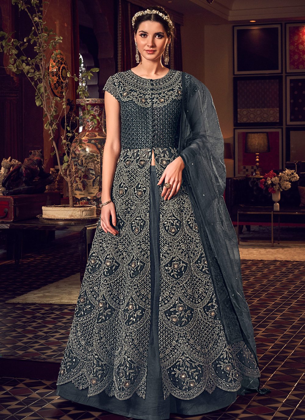 Shop Net Zari Long Length Anarkali Salwar Suit Online 156566 Bollywood Salwar Kameez