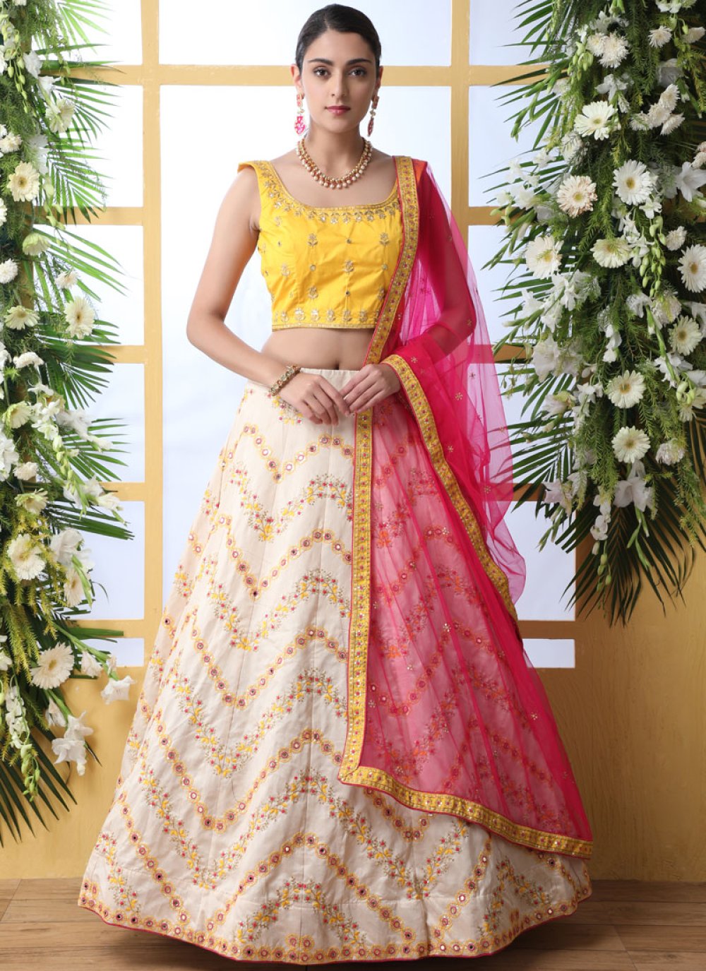 white colour ghagra choli