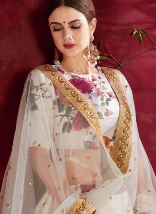 Off White Wedding Banglori Silk Lehenga Choli