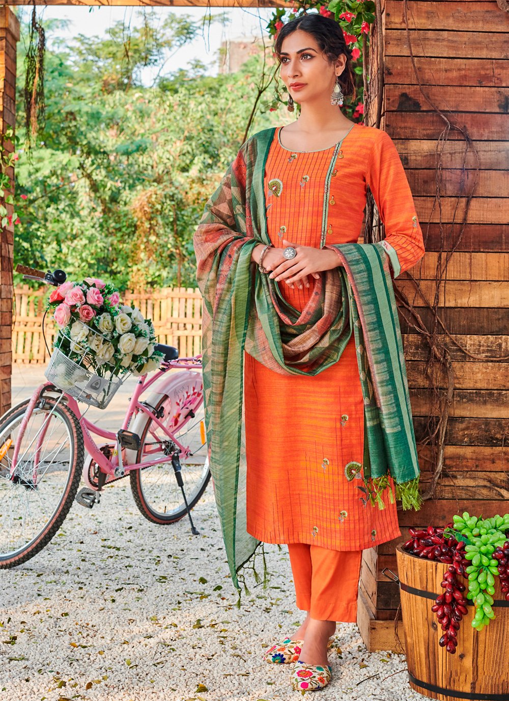 Orange salwar deals suit design