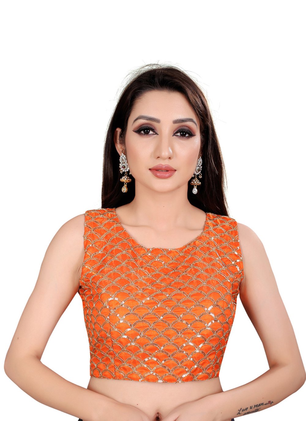 Buy Orange Satin Weaving Blouse Online 148789