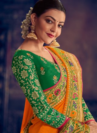 Orange Silk Classic Designer Saree