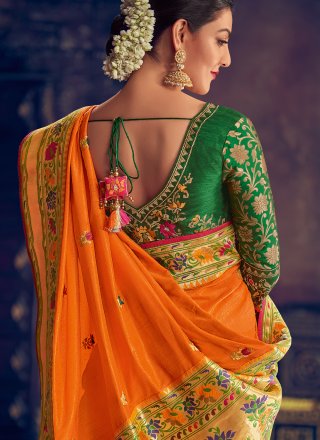 Orange Silk Classic Designer Saree