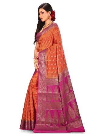 Orange Weaving Bollywood Saree