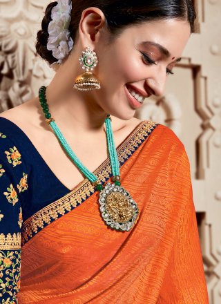 Orange Weaving Silk Classic Saree