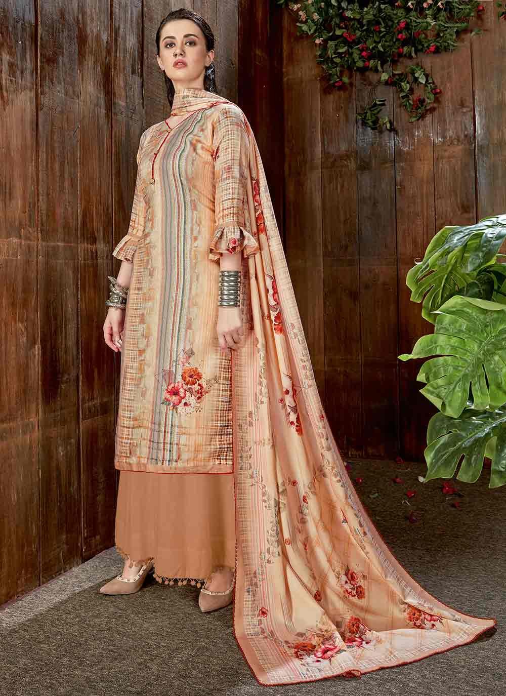 Embellished Georgette Mustard Stitched Anarkali Suit Set | EBA-1321 | Cilory .com