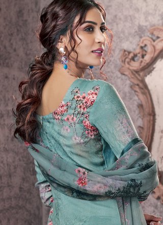 Pashmina Printed Salwar Suit in Grey