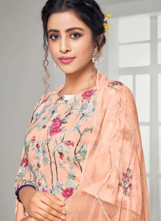 Peach Digital Print Cotton Trendy Salwar Suit