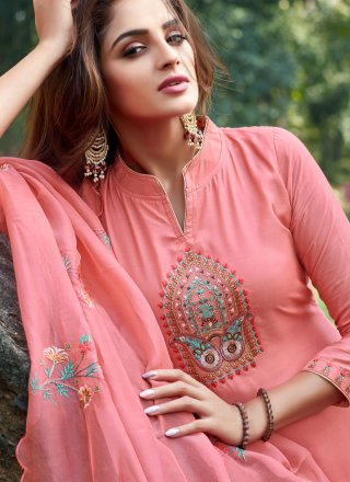 Peach Embroidered Designer Salwar Suit