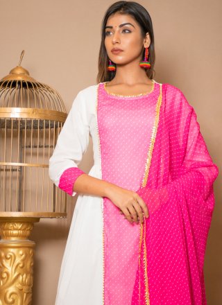 Pink and White Color Designer Palazzo Suit