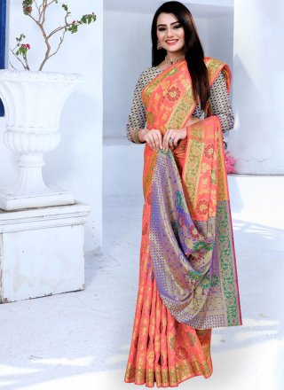 Pink Art Banarasi Silk Weaving Designer Traditional Saree