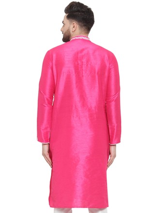 Pink Embroidered Mehndi Kurta