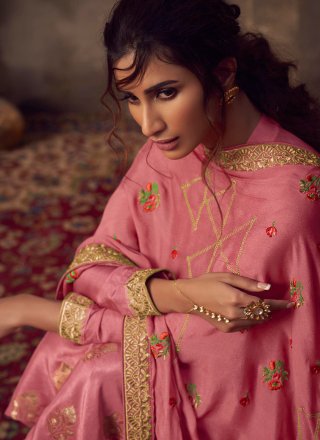 Pink Embroidered Viscose Designer Palazzo Salwar Suit