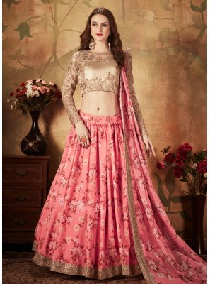Pink Floral Print Party Bollywood Lehenga Choli