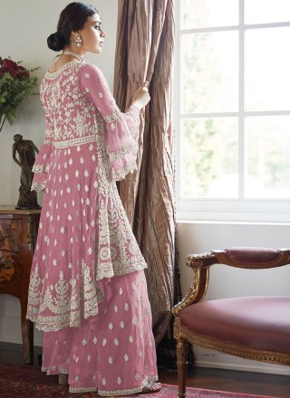 Pink Net Designer Palazzo Suit