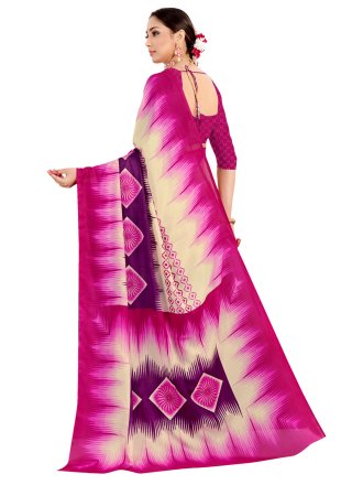 Pink Printed Contemporary Saree
